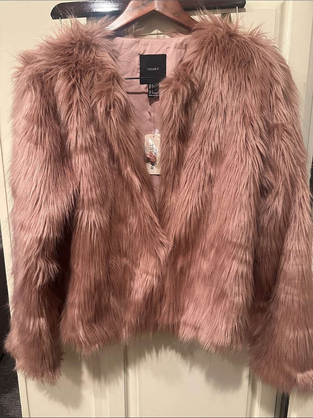 Forever 21 Dusty Rose Faux Fur Teddy Jacket